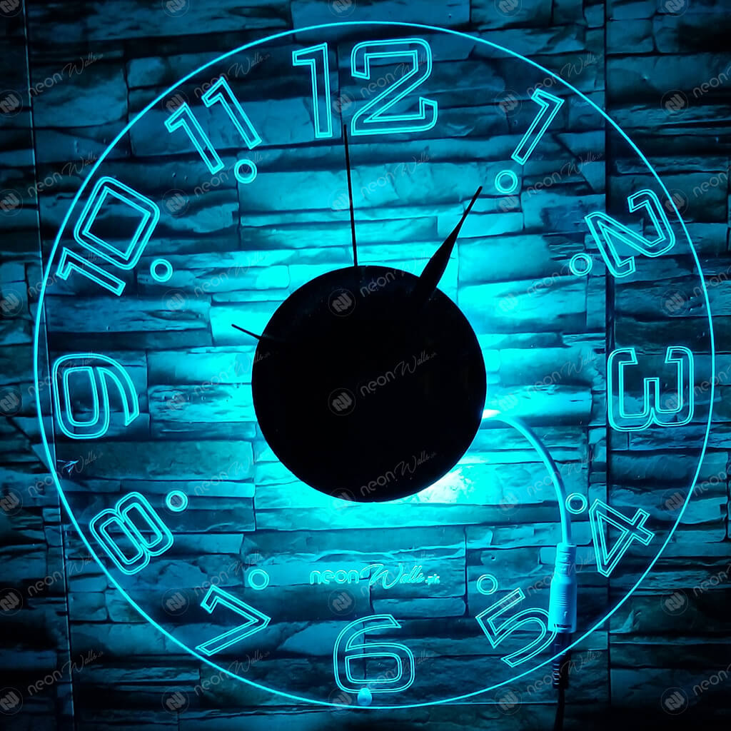 Neon Light Analog Modern Wall Clock - Illuminate with Neon LED Backlight