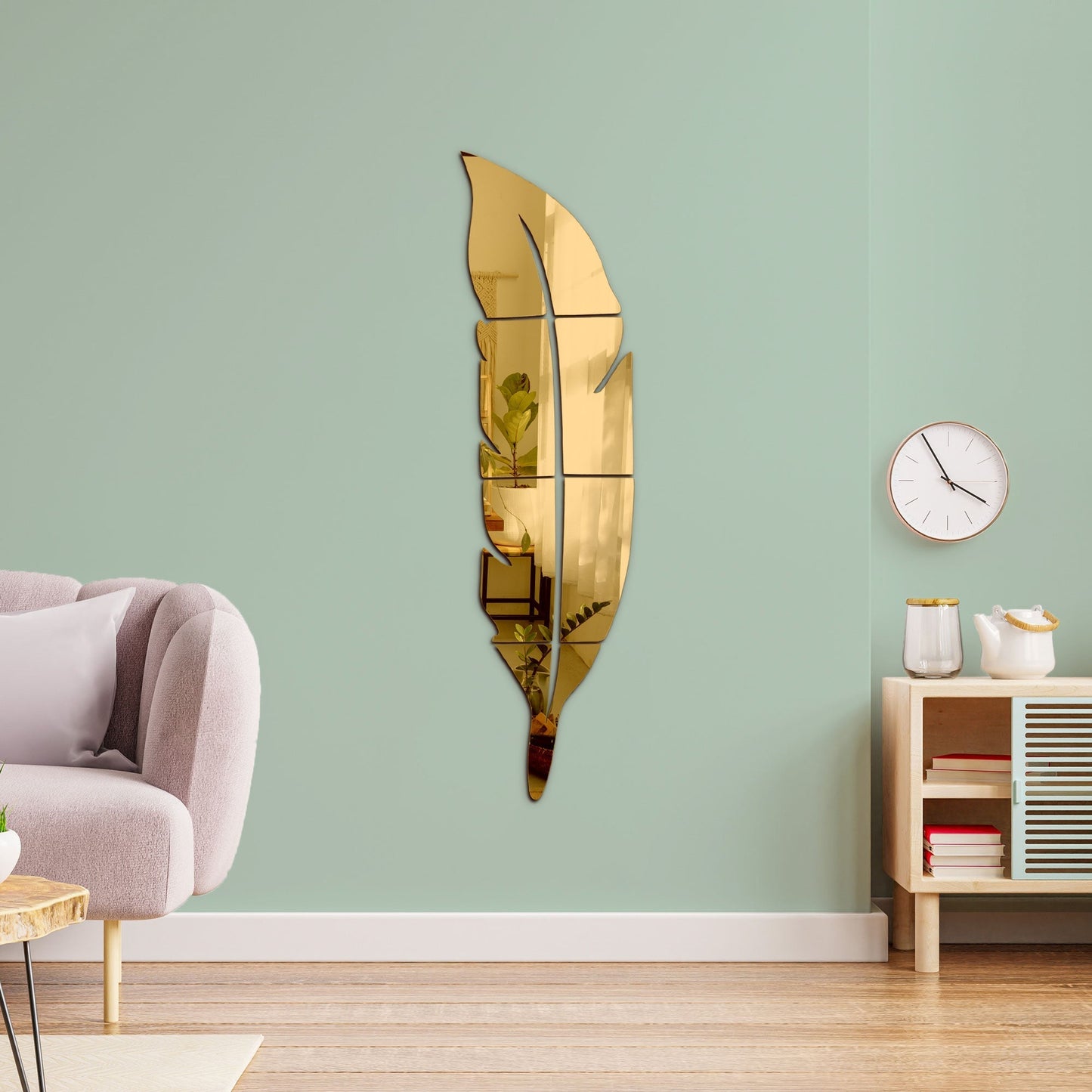 Acrylic Feather Mirror Wall Sticker