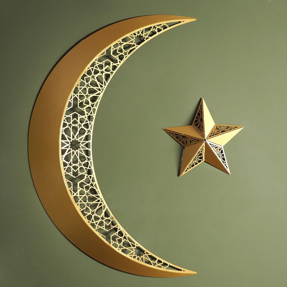 3D Metal Crescent and Star Wall Art - WAM208