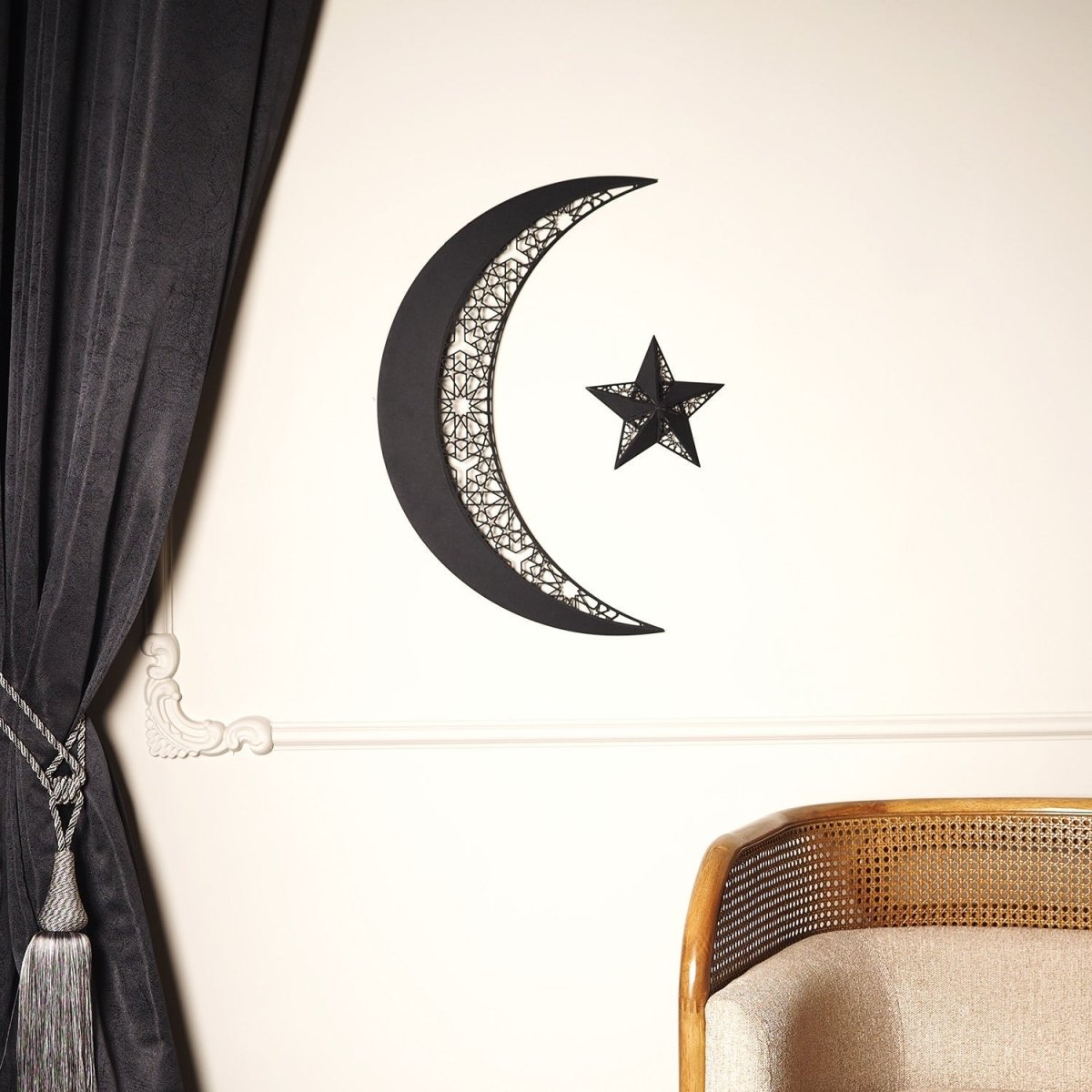 3D Metal Crescent and Star Wall Art - WAM208