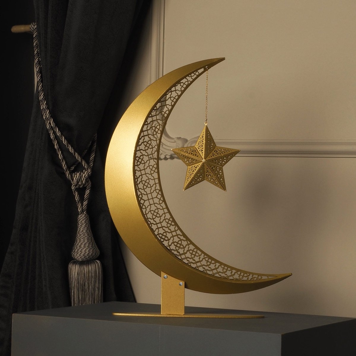 3D Metal Crescent Moon Islamic Decor - WAMH110