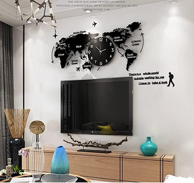 World Map Stylish 3D Wall Clock For Home Decor Living Room Bed Room Office Unique Clock Best Gift Item Best For Wall Decor