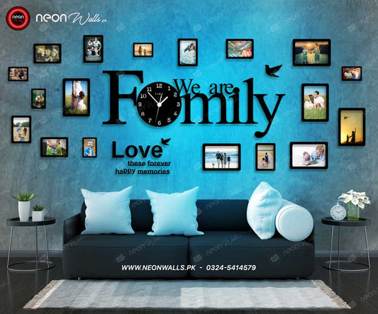 Big Family Frames Clock with Neon Light - Neon Lights