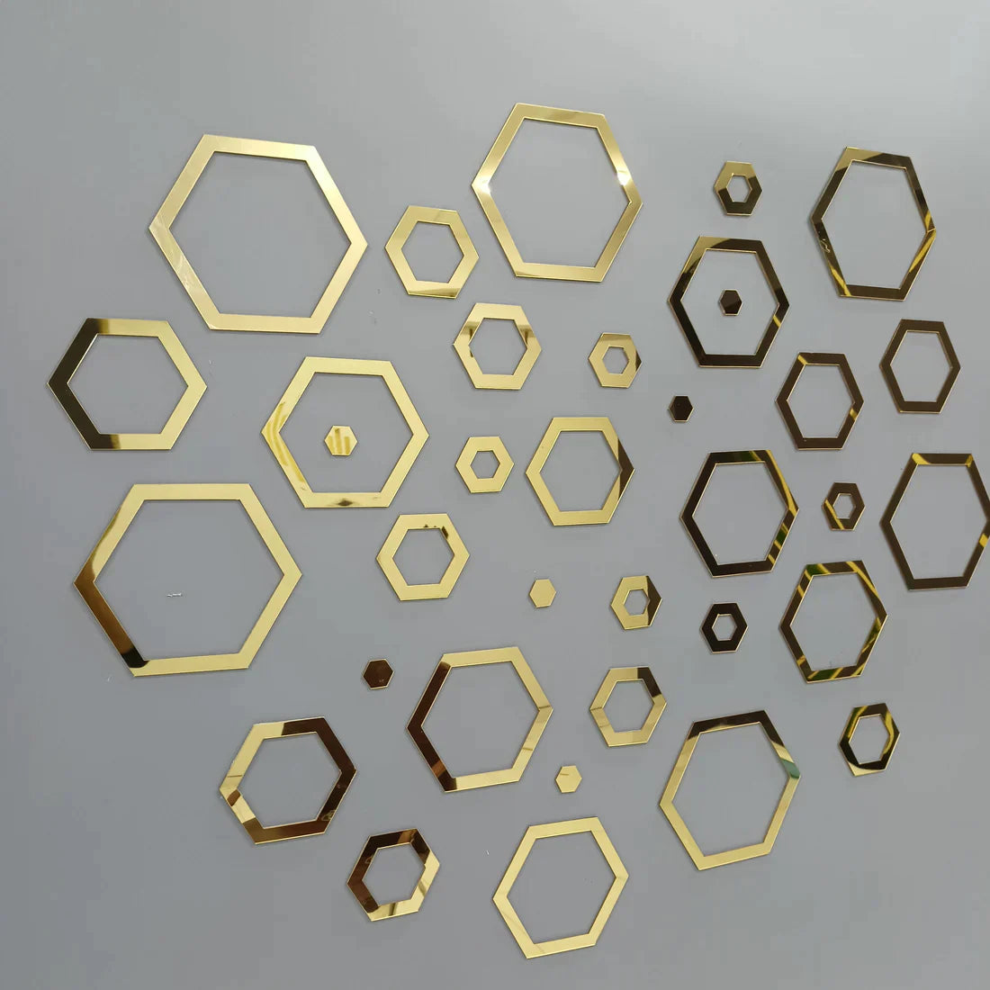 Acrylic Hexagon Ring Mirror Wall Stickers