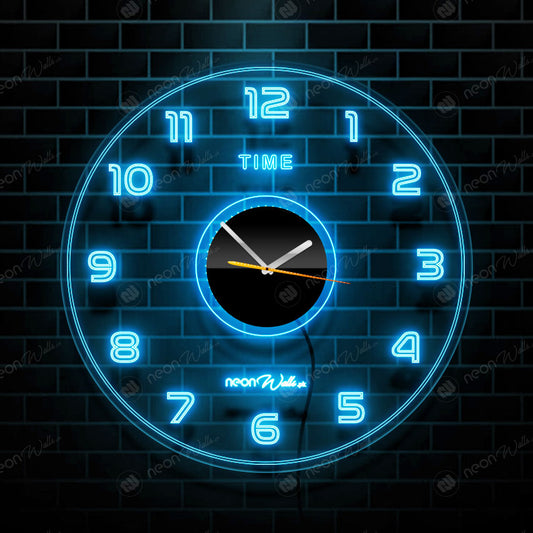 Acrylic Modern Neon Wall Clock With Neon LED Backlight (12 inches) - Neon Lights