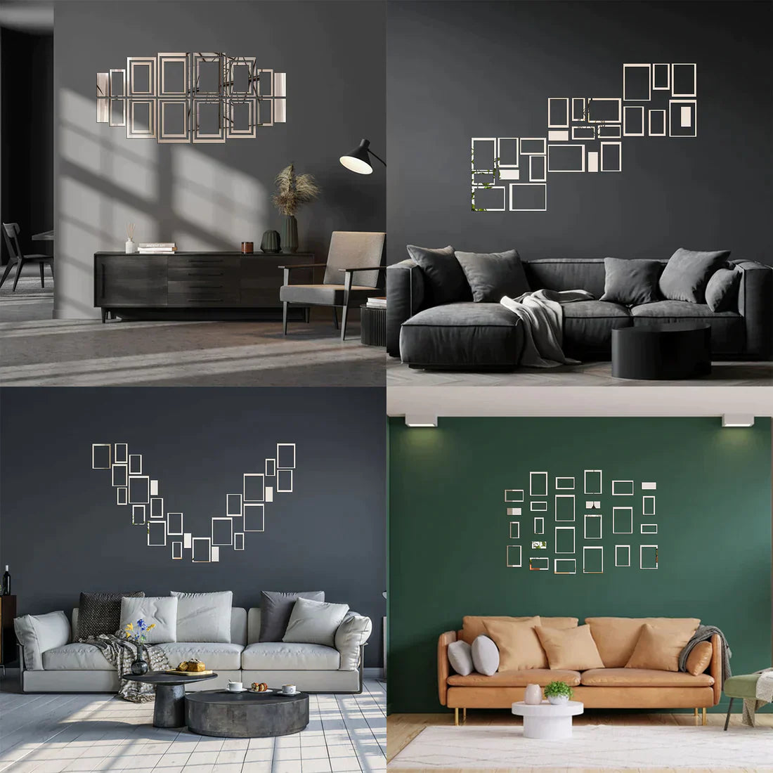 Acrylic Rectangle Ring Mirror Wall Stickers