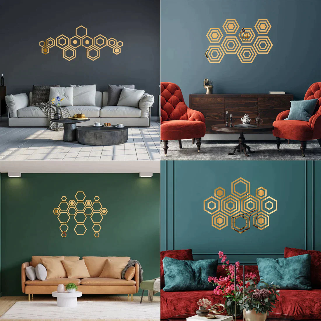 Acrylic Hexagon Ring Mirror Wall Stickers