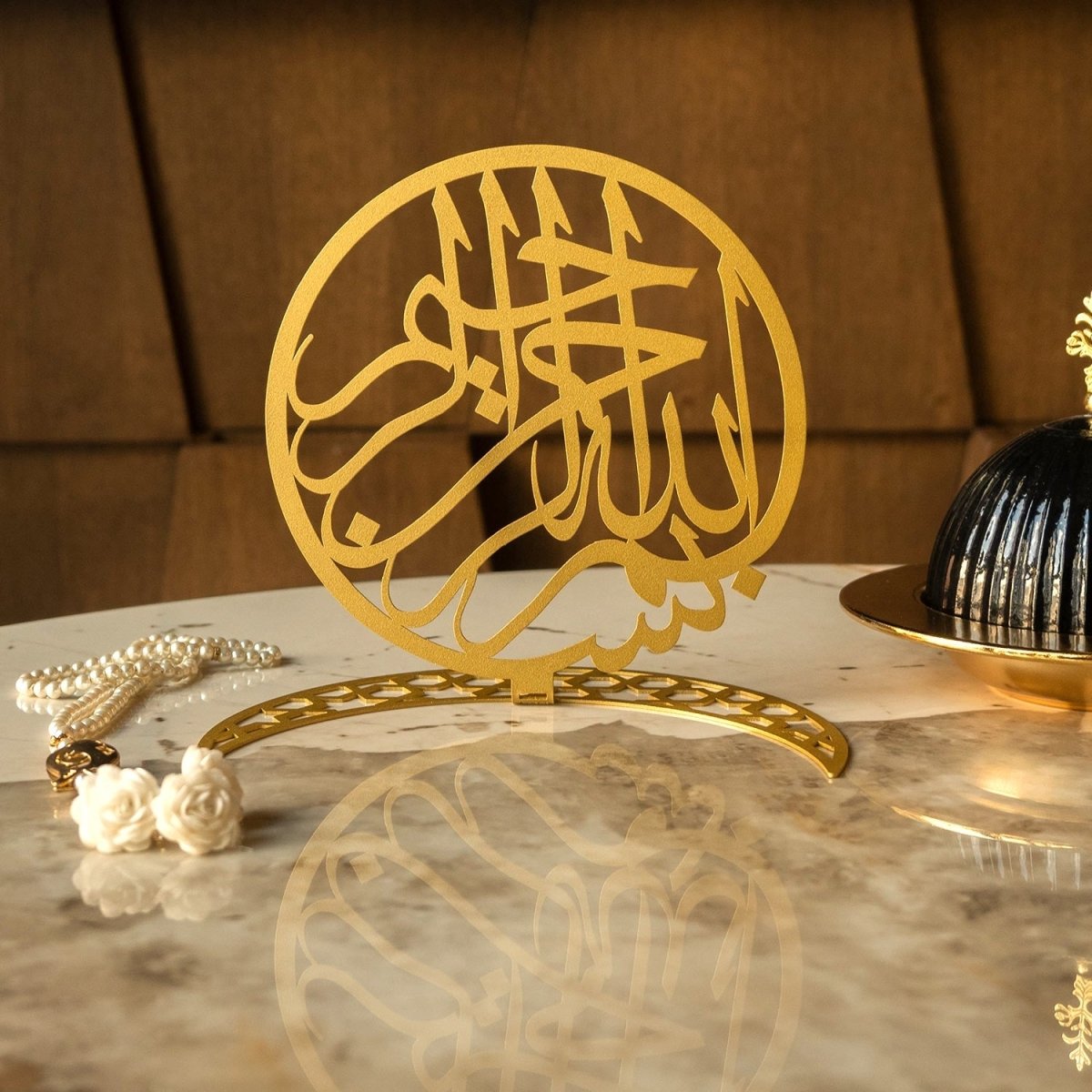 Crescent Bismillah Metal Tabletop Decor - WAMH088