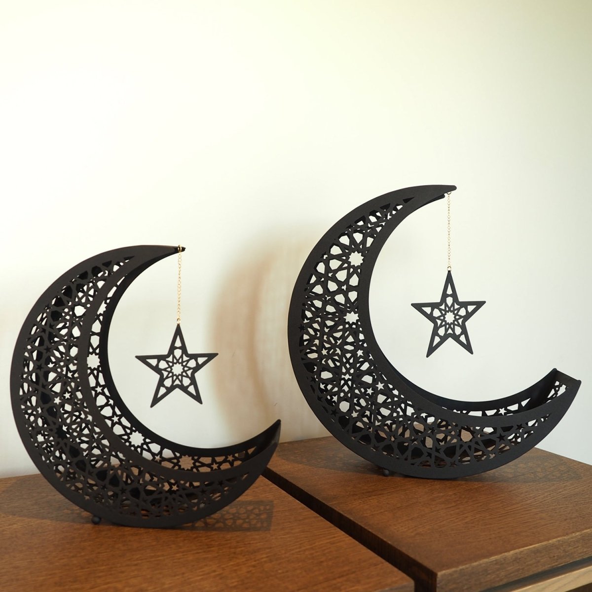 Crescent Moon Metal Islamic Decor Set of 2 - WAMH106