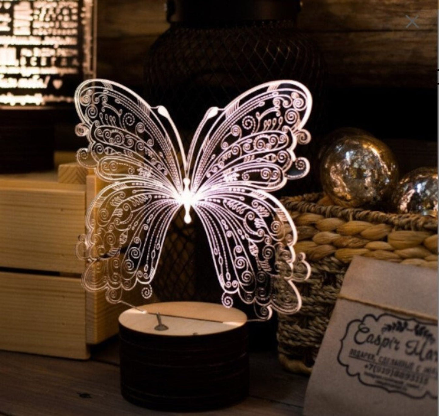 Butterfly 3D lamp acrylic Illusion 3D cdr dxf svg vector file digital download led Night Lamp