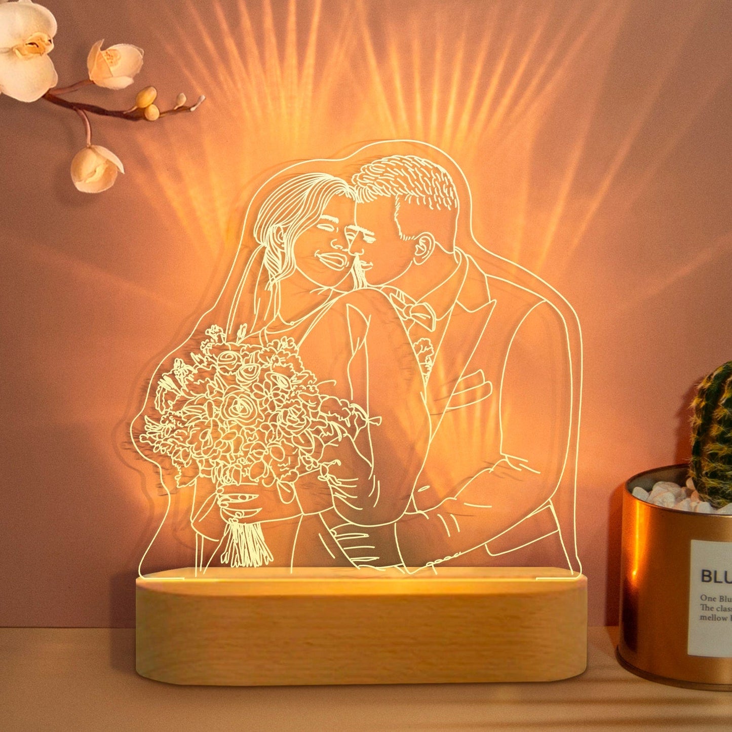 Custom 3D Photo Night Lamp | Personalized Photo Night Light w/ Portrait Illusion Design | 3D Custom Night Lamp from Photo | Anniversary Gift