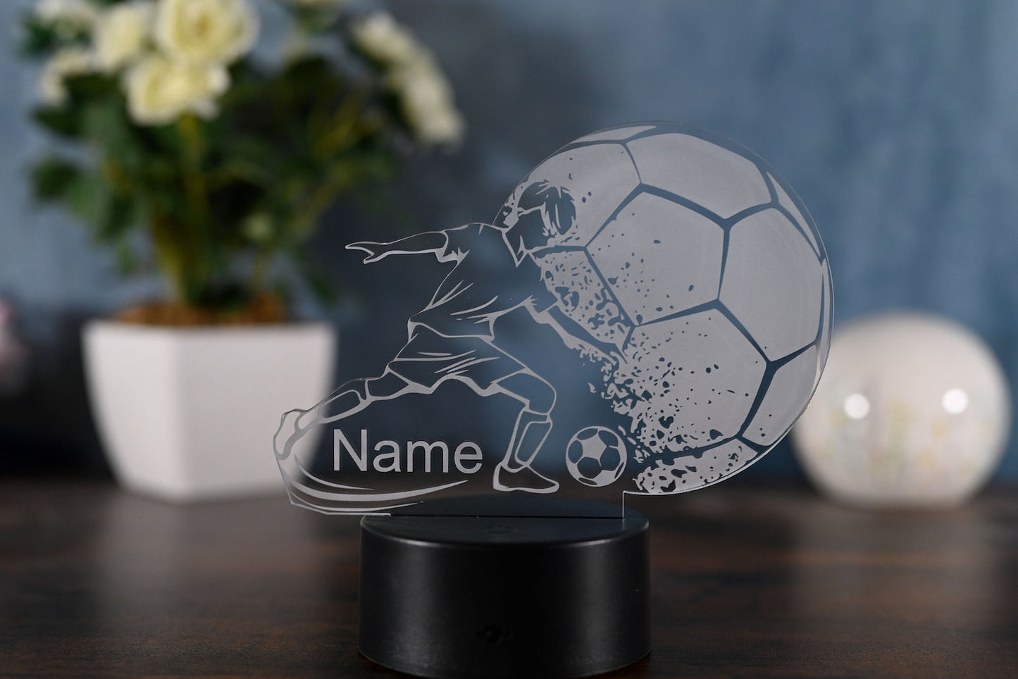 Personalized Soccer Lamp - Unique Bedroom Night Light and Home Decor Gift for Kids and Soccer Fans