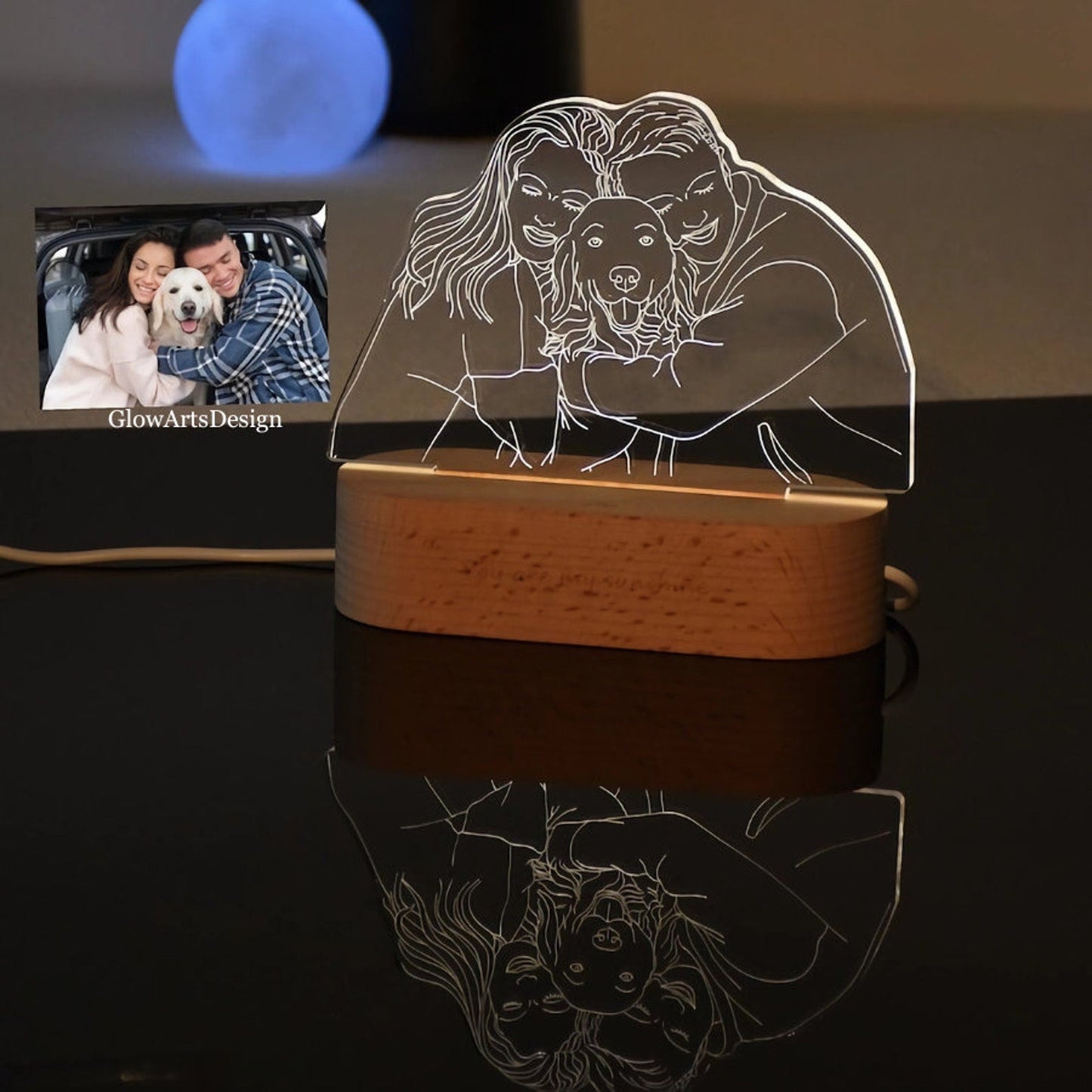 Custom 3D Photo Lamp - 3D Acrylic Lamp - Engraved Photo Lamp - Night Light Lamp With Engraved  - Bedside Lamp - Gift For Couples