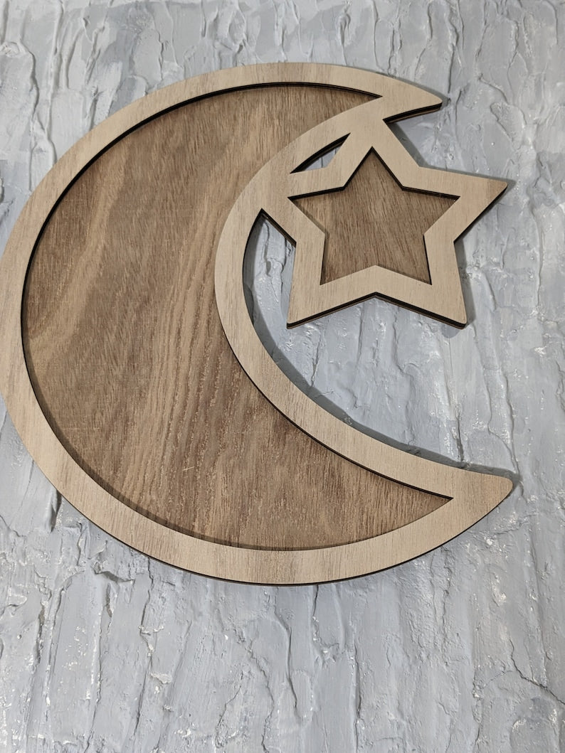 Personalized Crescent Moon Star Tray | Customized Ramadan Tray | Eid Tray I Eid Mubarak I Ramadan Mubarak