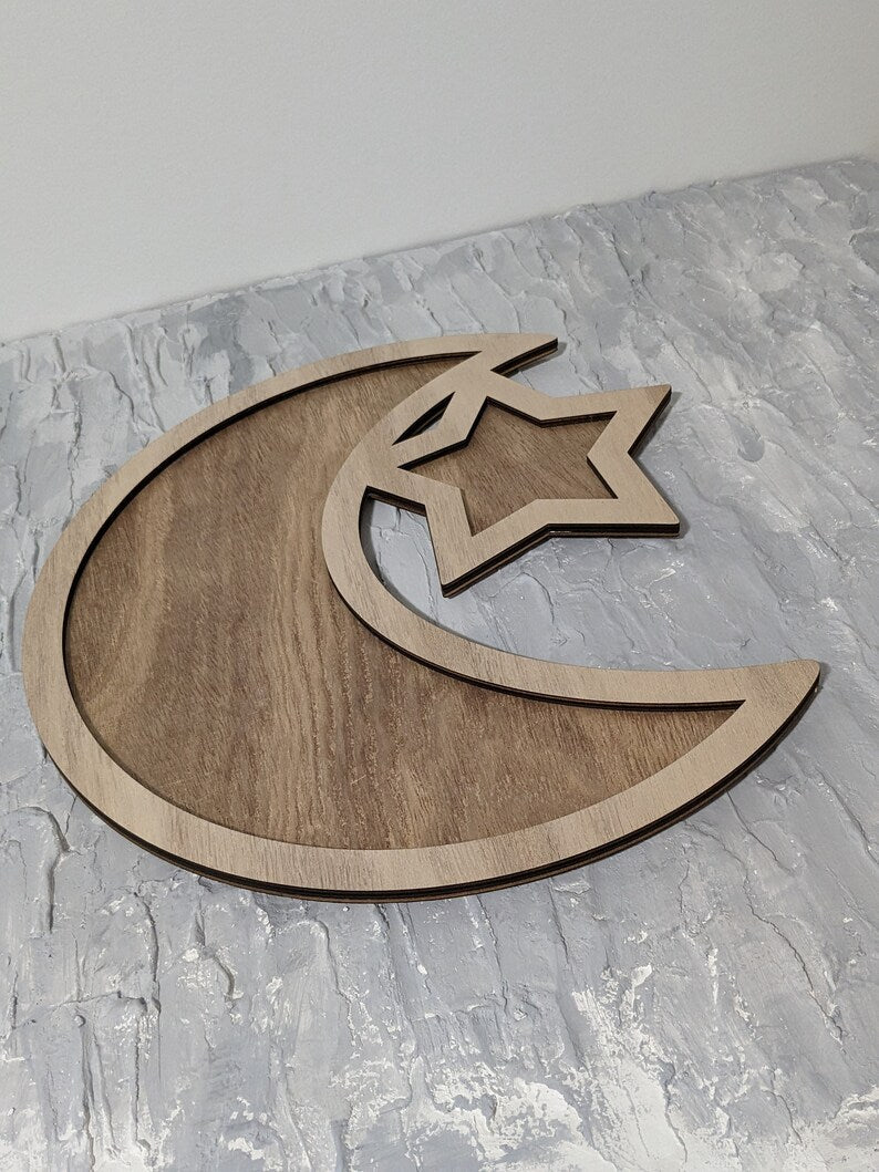 Personalized Crescent Moon Star Tray | Customized Ramadan Tray | Eid Tray I Eid Mubarak I Ramadan Mubarak