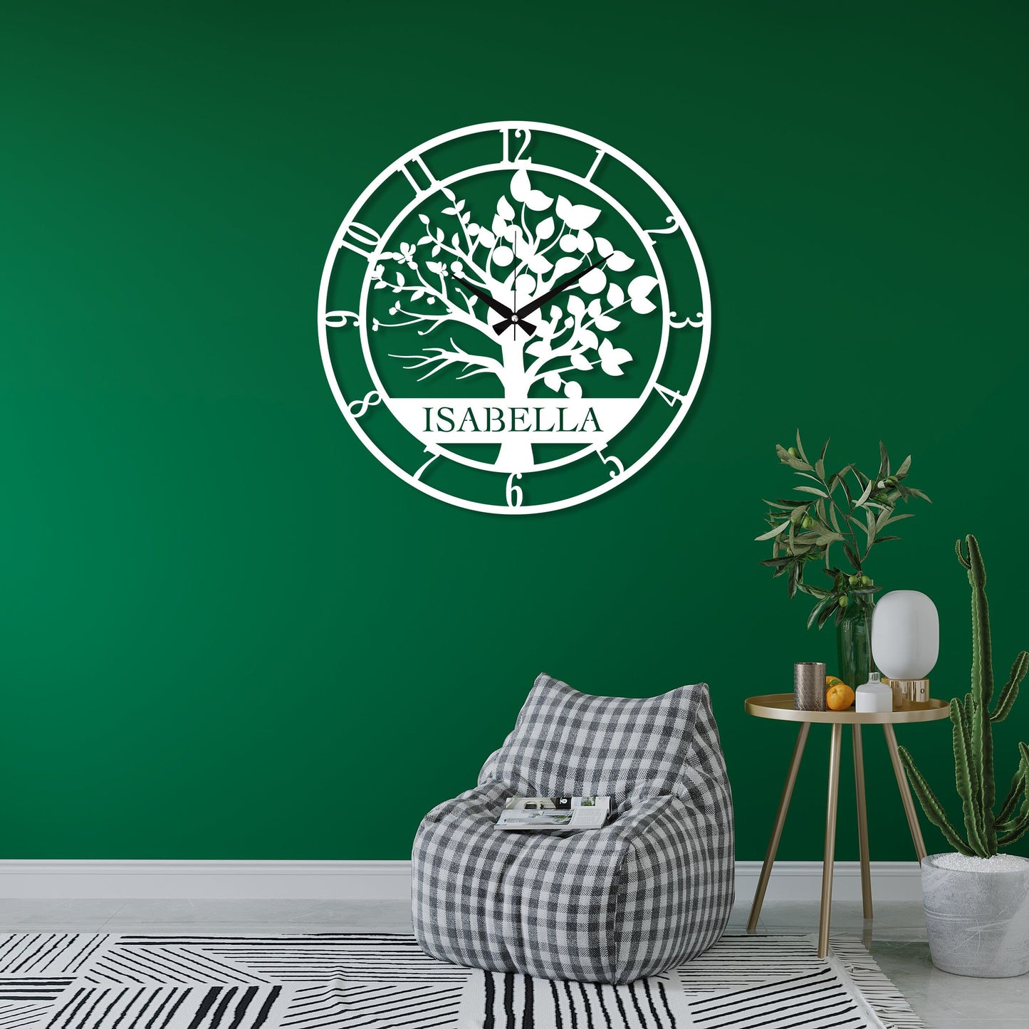 Custom Acrylic Tree of Life Wall Clock, Personalized Name Wall Clock