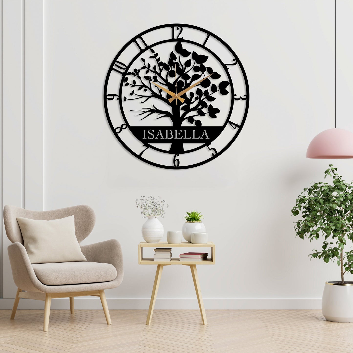 Custom Acrylic Tree of Life Wall Clock, Personalized Name Wall Clock