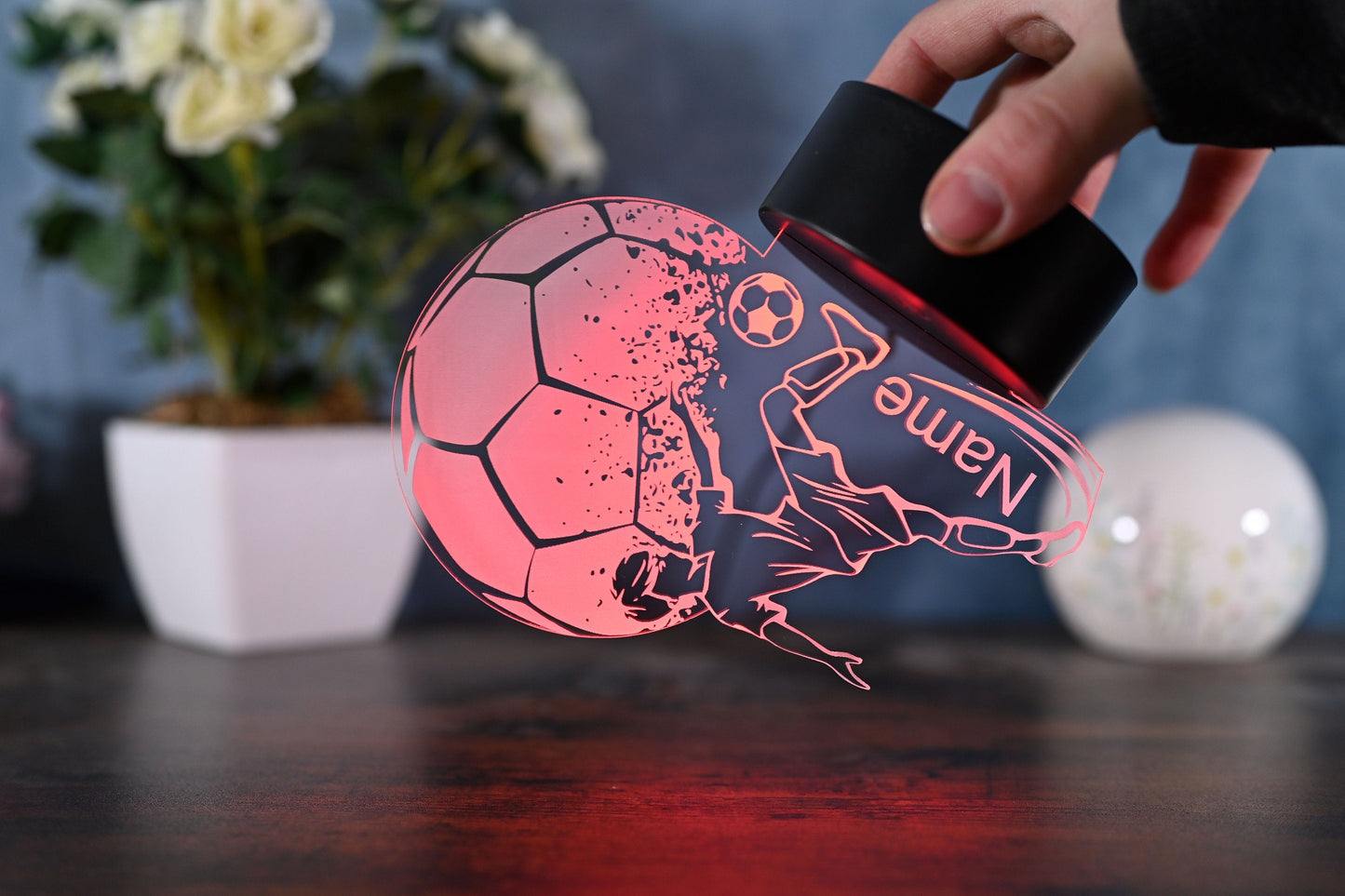 Personalized Soccer Lamp - Unique Bedroom Night Light and Home Decor Gift for Kids and Soccer Fans