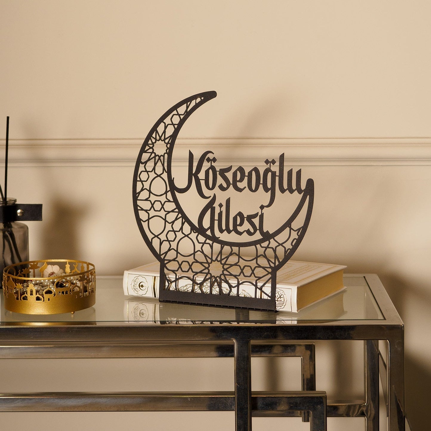 Personalized Crescent Moon Metal Islamic Tabletop Decor - WAMH154