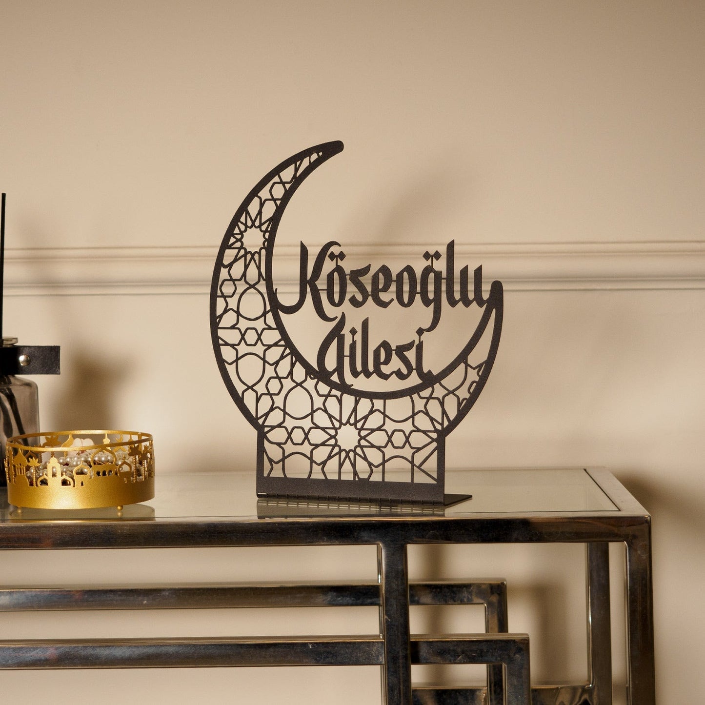 Personalized Crescent Moon Metal Islamic Tabletop Decor - WAMH154