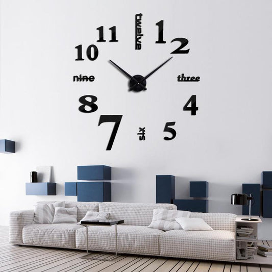 Big Quartz DIY 3D Acrylic Mirror Wall Clock