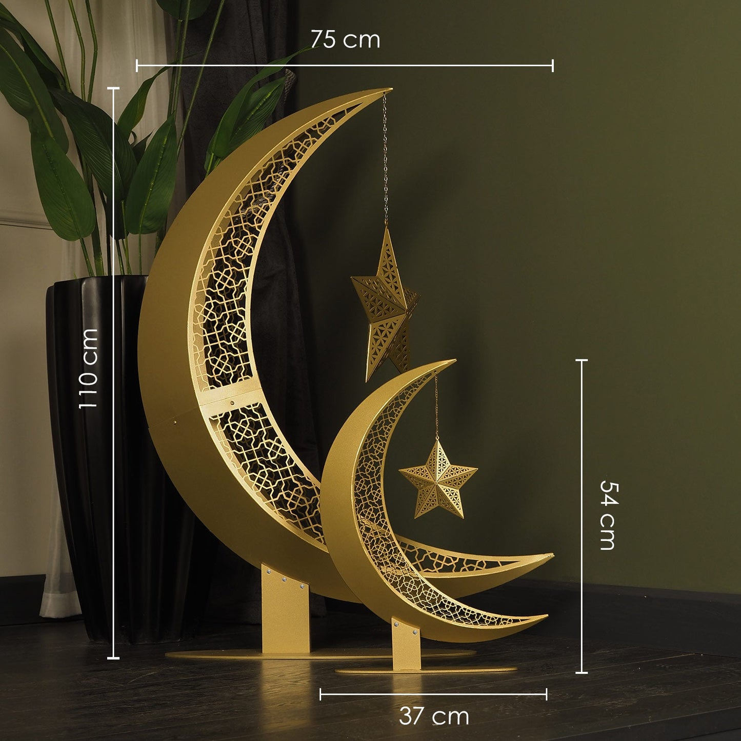 3D Metal Crescent Moon Islamic Decor - WAMH110