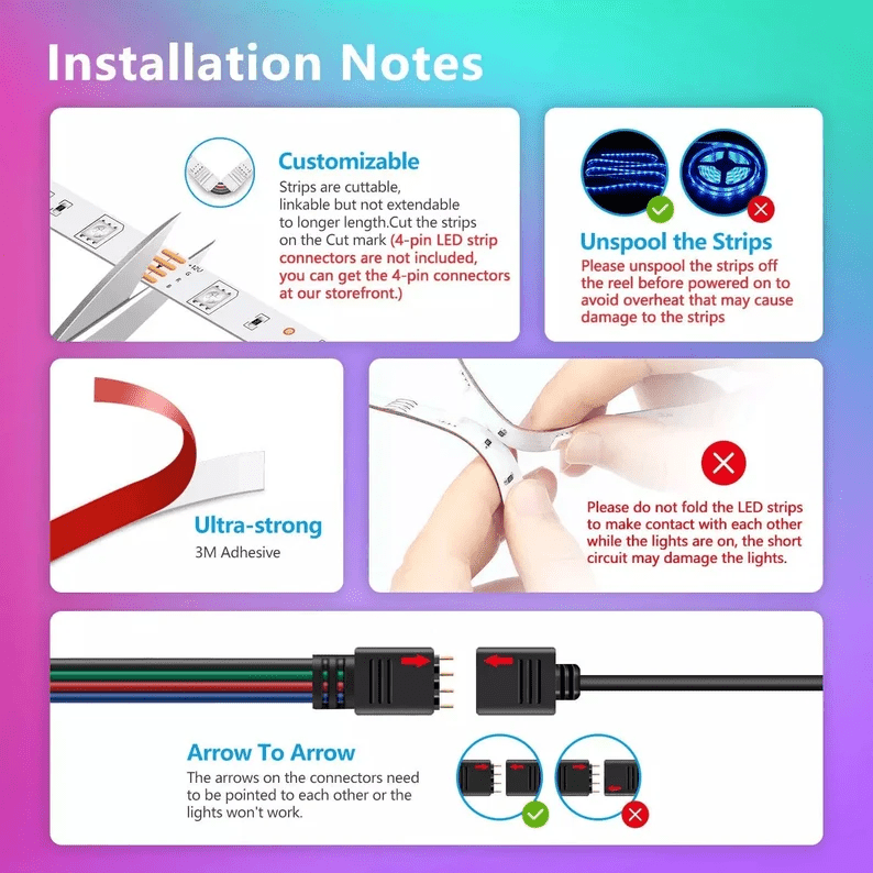 RGB LED Strip Light With Remote Controller Set