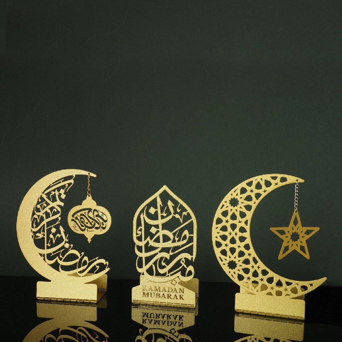 Ramadan Mubarak Set of 3 Metal Candle Holder - WAMH099