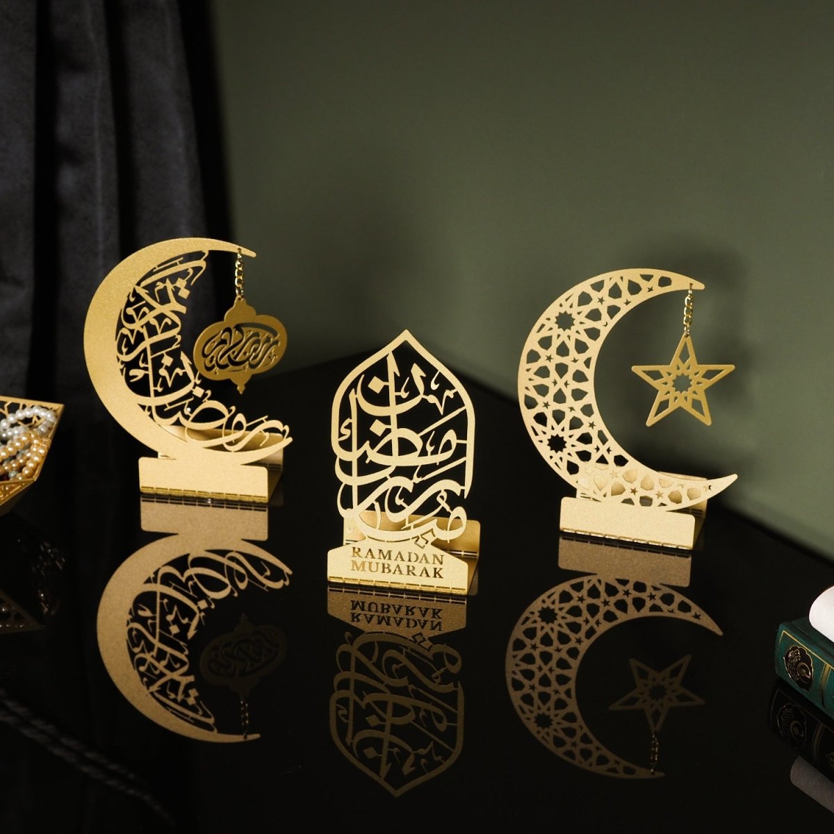 Ramadan Mubarak Set of 3 Metal Candle Holder - WAMH099