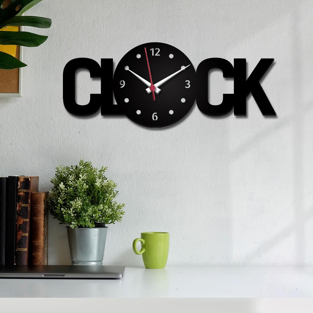 CLOCK Text Shape 3D Wall Clock